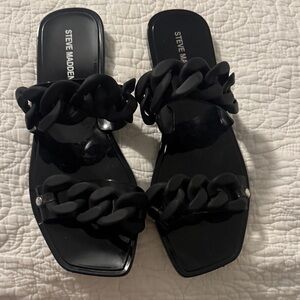 Steve Madden Black Chain Strap Sandals